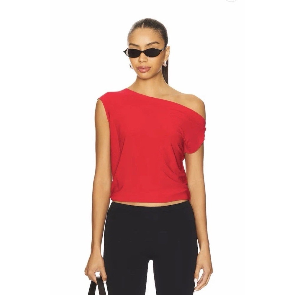 Norma Kamali One Shoulder Top Red Size L NWT Revolve